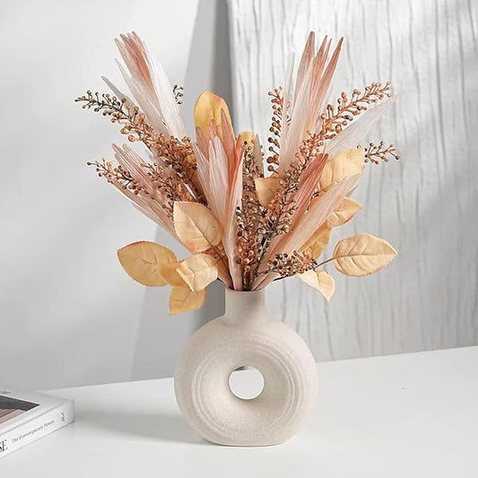 Artificial Flower Arrangement with White Ceramic Vase, 17" Tall Decor for Coffee Table & Home, Silk Flowers for Indoor Decor, Ideal for Living Room, Bedroom & Special Occasions