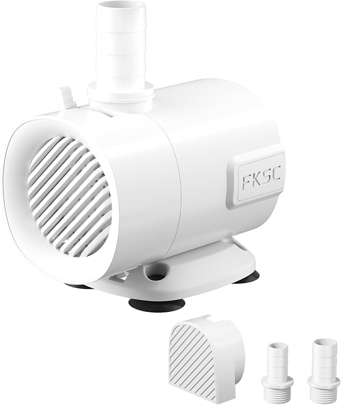 320 GPH Fountain Pump - Submersible Water Pump, Ultra Quiet with Adjustable Flow for Fish Tanks, Ponds, Aquariums, Hydroponics & Statuary, Dual-Suction Side/Bottom Intake (White)