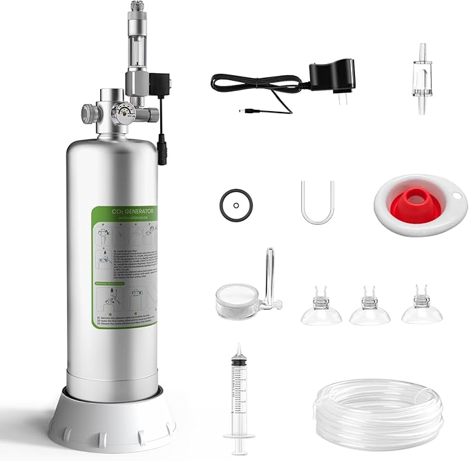 MagTool 2025 Upgraded 2.5-5L DIY Aquarium CO2 Generator Kit, Stainless Steel Bottle with Integrated Solenoid & Bubble Counter, Safety Valve, Main Switch, Complete Accessories for Planted Tanks