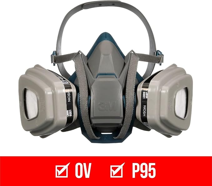 3M P95/OV Paint Project Quick Latch Reusable Respirator 6502QL, Medium Size, NIOSH-APPROVED Organic Vapor Cartridge & P95 Rated Filters, With 3M Cool Flow Valve & Quick Latch System (6502QLPA1-A-PS)