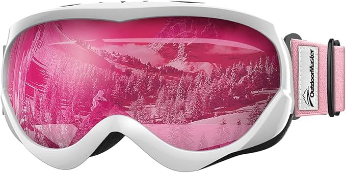 OutdoorMaster Kids Ski Goggles - Helmet Compatible Snow Goggles for Boys & Girls with 100% UV Protection