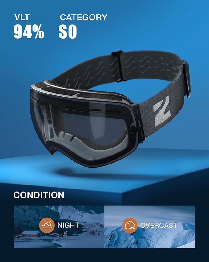 ZIONOR X Ski Goggles - OTG Snowboard Goggles Detachable Lens for Men Women Adult