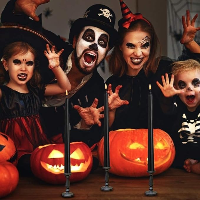 14 Pack Black Taper Candles 12 Inch Tall 3/4 Inch Thick Burn 10 Hours