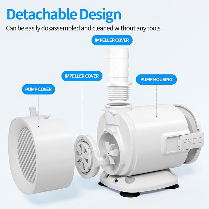 320 GPH Fountain Pump - Submersible Water Pump, Ultra Quiet with Adjustable Flow for Fish Tanks, Ponds, Aquariums, Hydroponics & Statuary, Dual-Suction Side/Bottom Intake (White)