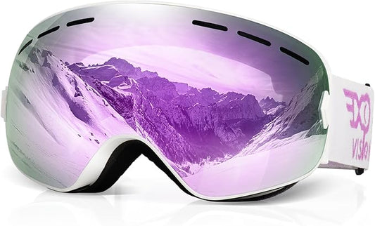 EXP VISION Snowboard Ski Goggles Men Women Youth, Anti Fog OTG Winter Snow Goggles Spherical Detachable Lens