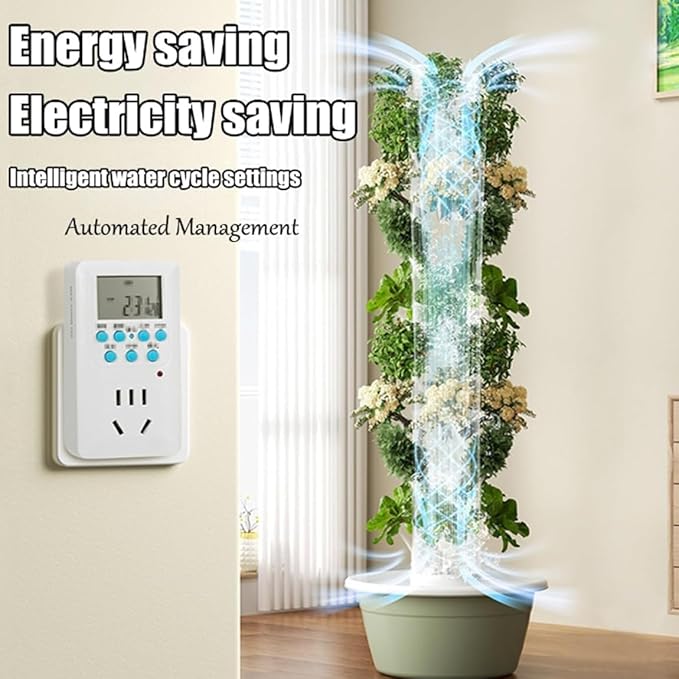 Hydroponic Tower Indoor/Outdoor Smart Garden for Herbs, Fruits, and Vegetables, 5/7/9 Layers, Vertical Aeroponic Growing Kit with Smart Timer, Silent Water Pump, Space-Saving,28holes