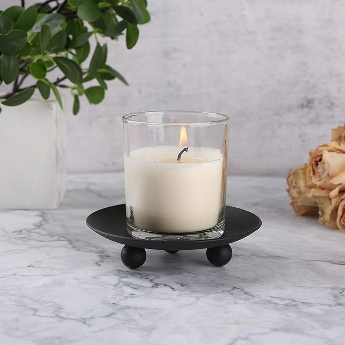 Decorative Iron Plate Candle Holder, Black, Set of 3,Candle Stand for LED & Wax Candles