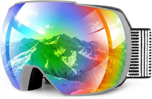 OULAIQI OTG Ski Goggles UV400 Anti-Fog Snowboard Glasses for Men Women Youth- Perfect for Skiing, Snowboarding,Winter Sports