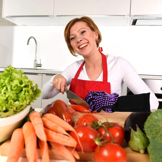 Comsmart BBQ Gloves, 1472 Degree F Heat Resistant Grilling Gloves Silicone Non-Slip Oven Gloves Long Kitchen Gloves for Barbecue, Cooking, Baking, Cutting