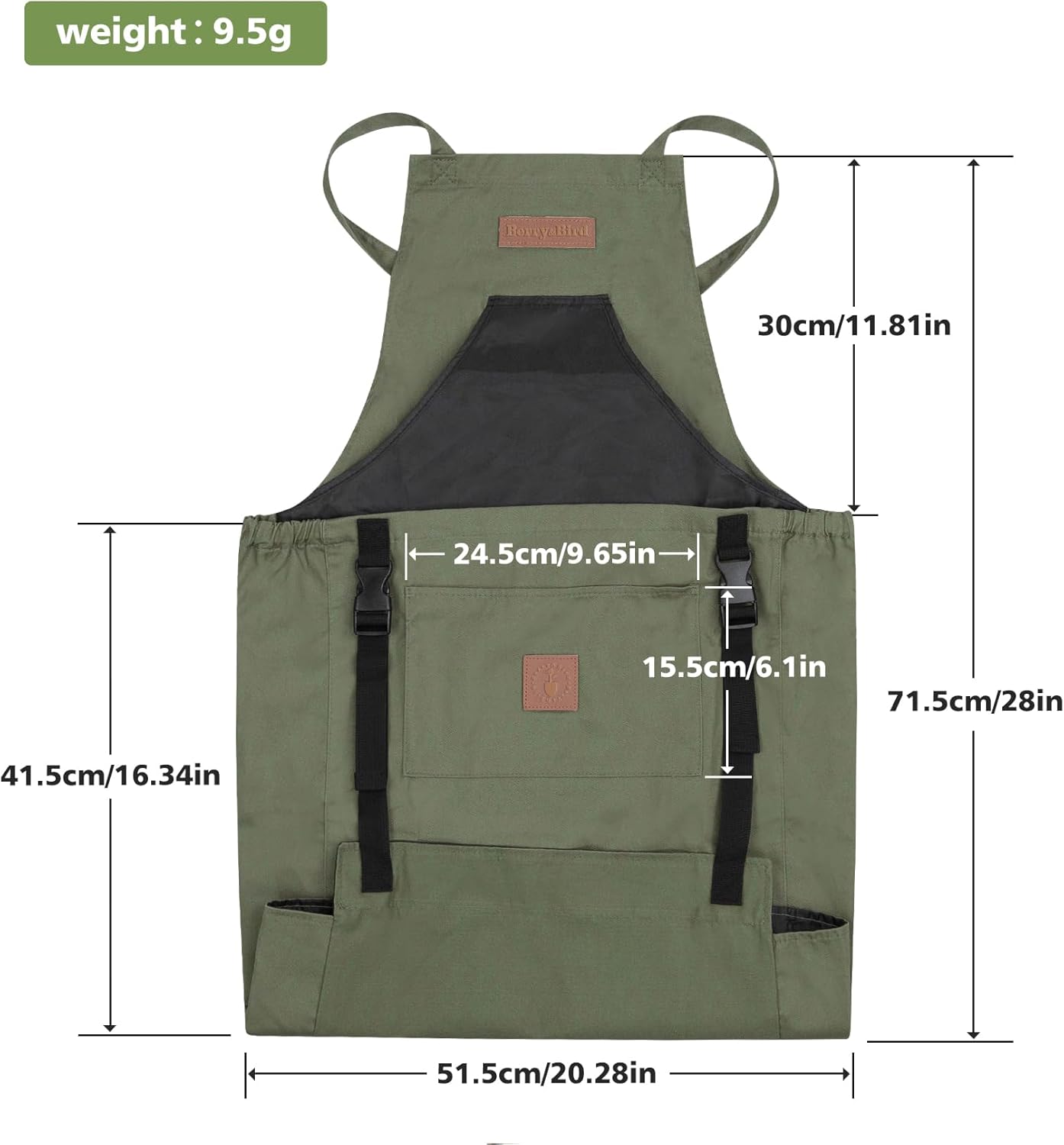 Berry&Bird Harvest Apron, Canvas Gardening Apron with Pockets and Harvesting Pouch Waterproof Harvesting Apron