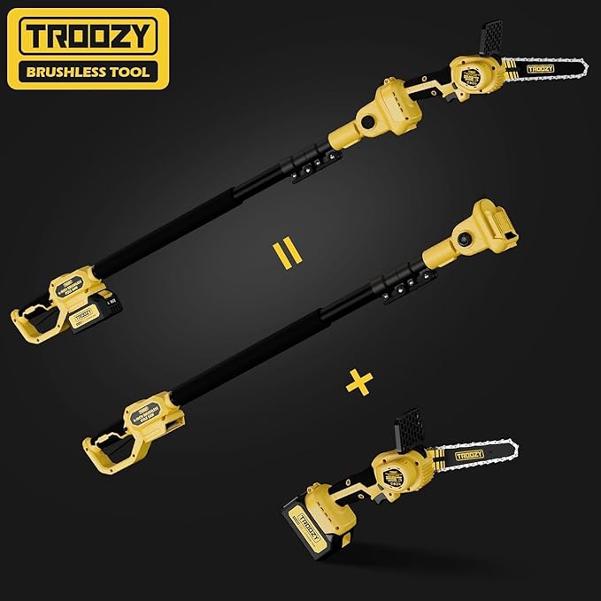 Electric 2-in-1 Cordless Pole Saw & 6" Chainsaw, Brushless Pruning Saw with 3.0Ah Battery, 15-Foot Reach Extendable Tree Trimmer for High Branch Pruning & Limb Cutting