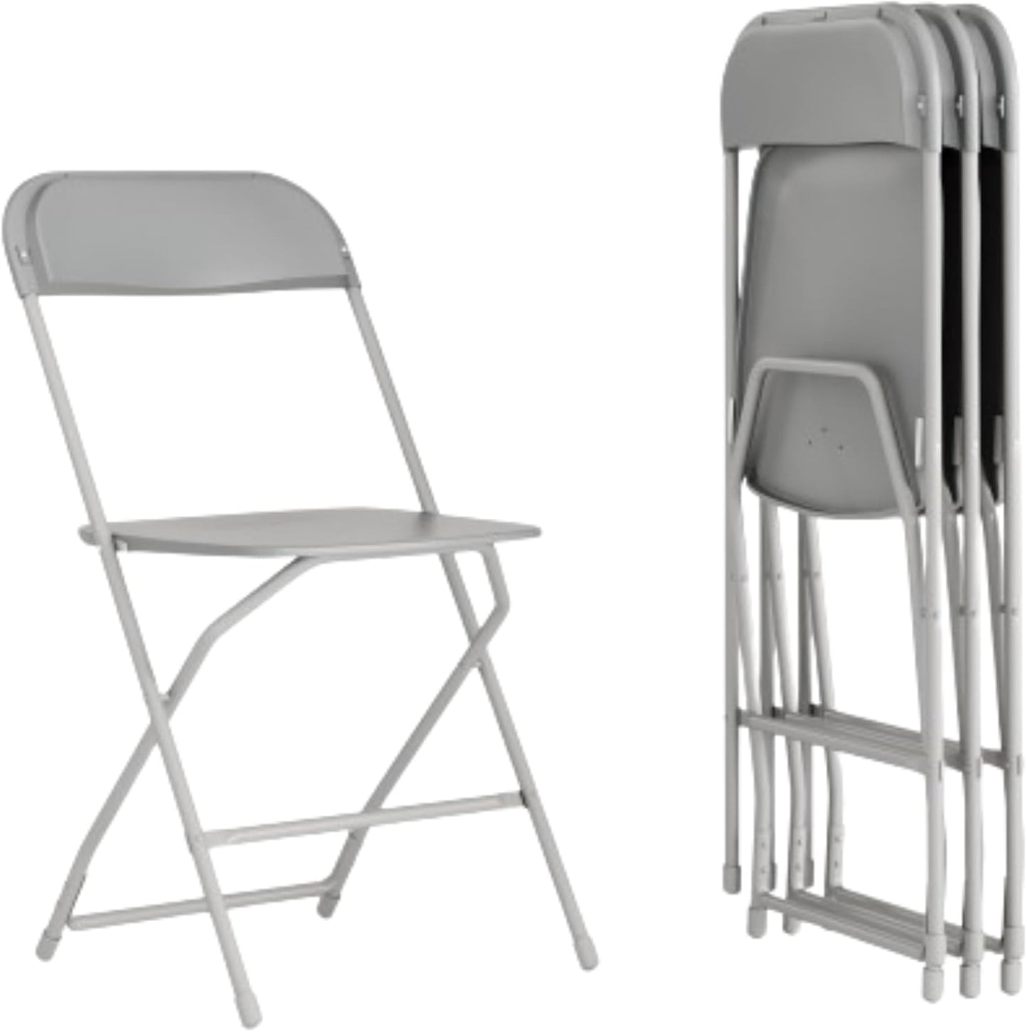 Flash Furniture Hercules Series Plastic Folding Chair - Grey - 4 Pack 650LB Weight Capacity Comfortable Event Chair-Lightweight Folding Chair