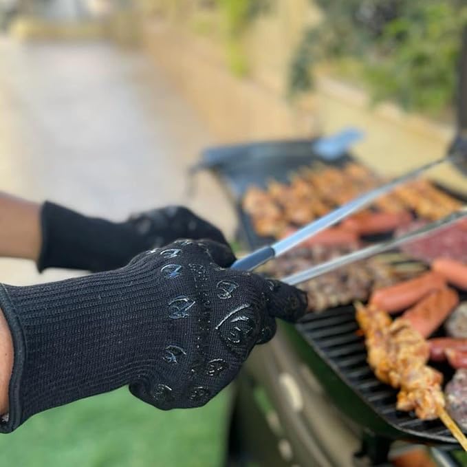 Grill Armor Oven Gloves – 932°F Heat, Fire & Cut Resistant Mitts for BBQ, Grill, Cooking, Grilling, Baking, Smoker & Fire Pit