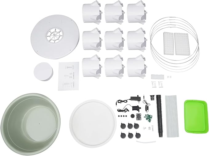 Hydroponic Growing Tower with Climbing Trellis, 30L Water Tank & Automatic Timer, Indoor Outdoor Vertical Garden System for Vegetables Herbs Strawberries (Light Green - 36 Holes)