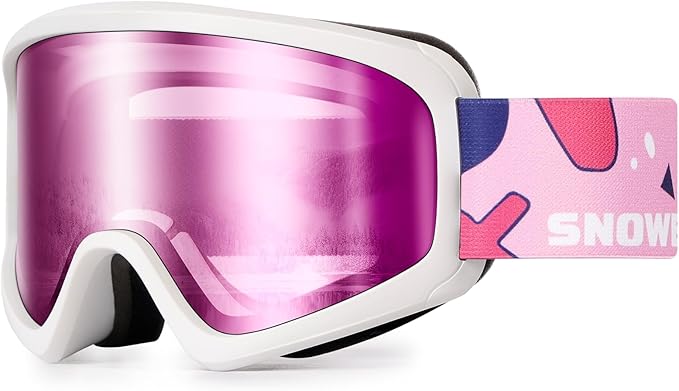 SNOWER Kids Ski Goggles, Anti-Fog Snow Goggles with OTG Design, 100% UV Protection, HD Lens for Kids Boys Girls