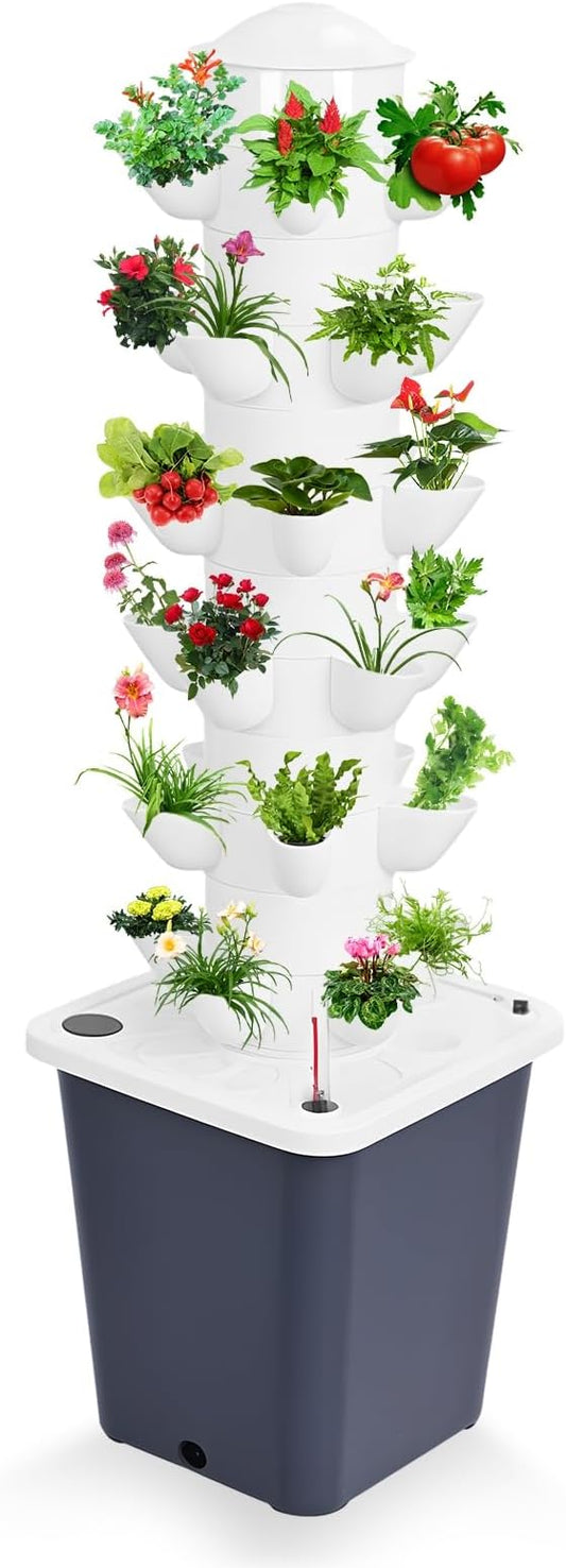 Hydroponics Growing System, 30-Plants Indoor Vertical Tower Garden System Kit, Hydroponic Growing Tower with 10L Tank & Visual Water Level, Hydroponic Germination Kit for Gardening Lover