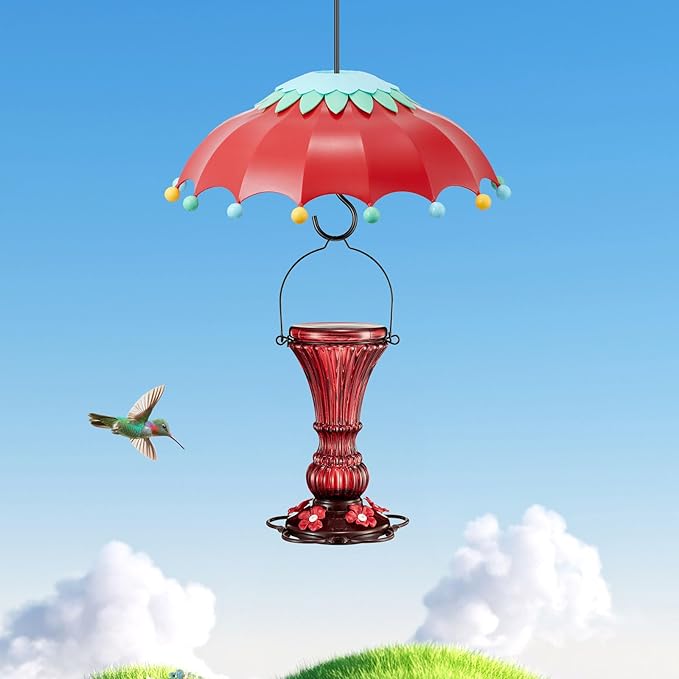 Baffle for Bird Feeder Cover with 3 Hooks, Suitable for Hummingbird Feeders, Built-in Moat, Protective Rain Cover, 14 inches, Purple