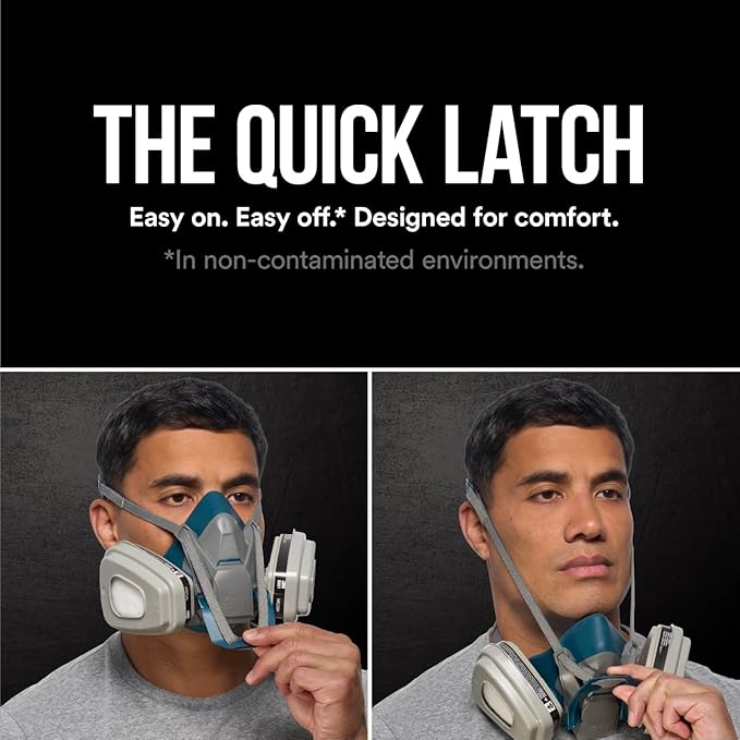 3M P95/OV Paint Project Quick Latch Reusable Respirator 6502QL, Medium Size, NIOSH-APPROVED Organic Vapor Cartridge & P95 Rated Filters, With 3M Cool Flow Valve & Quick Latch System (6502QLPA1-A-PS)