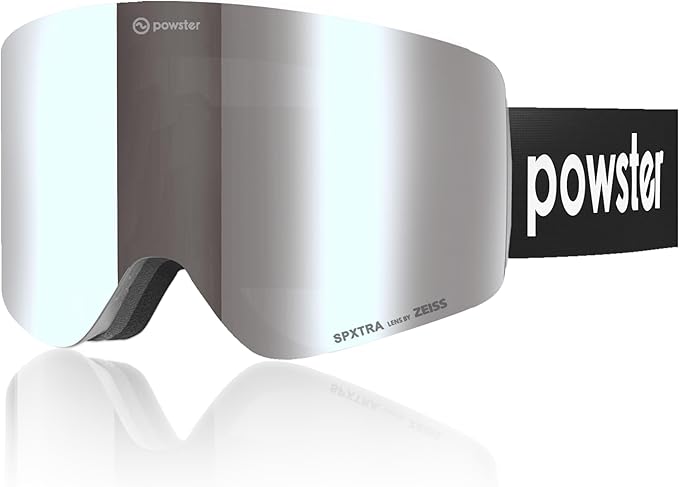 Powster Ski Goggles Snow OTG Snowboard Goggles Magnetic Interchangeable Lens Frameless UV Protection Anti-fog mobile Skating