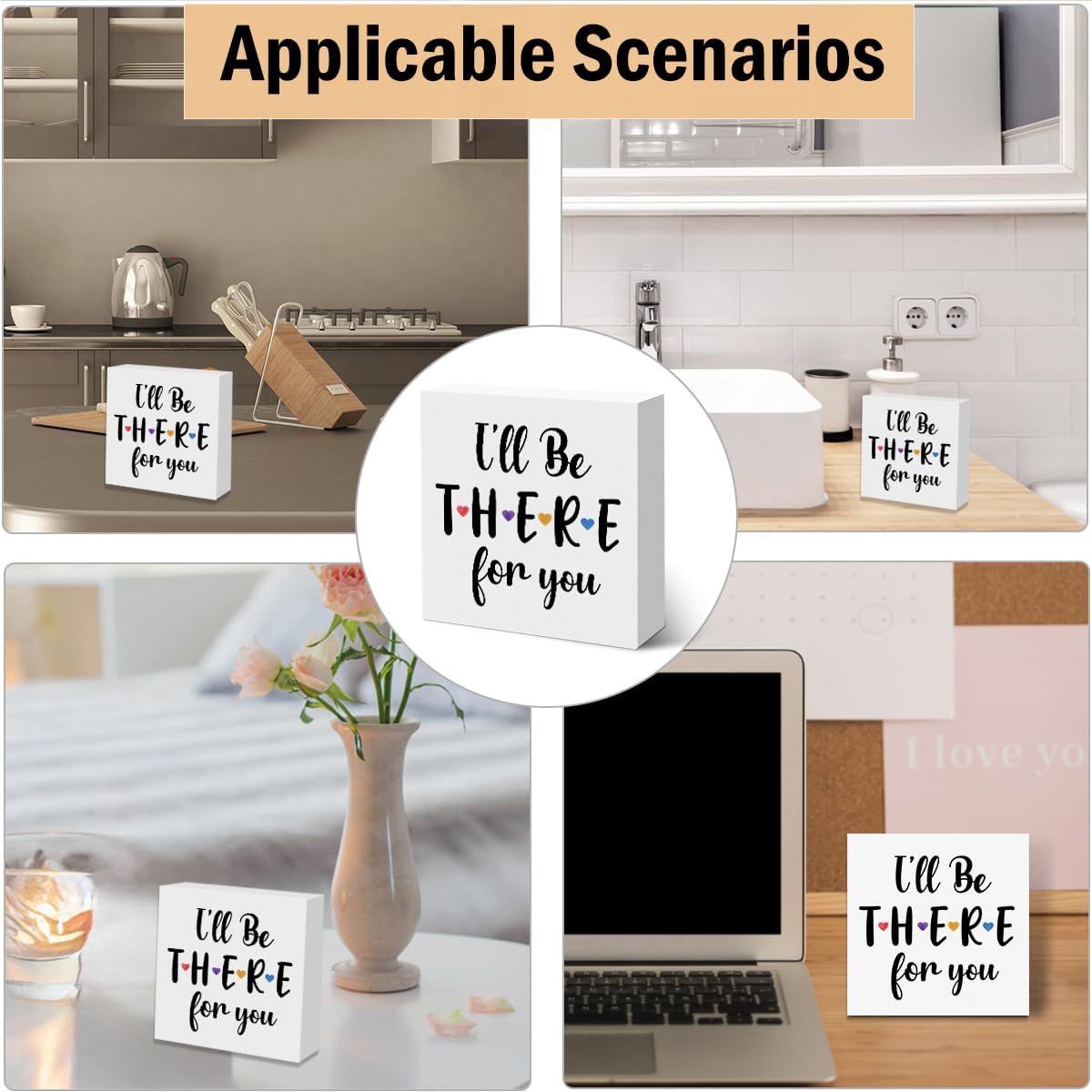 I'll Be There for You Friendship Quote Wooden Box Sign, Friends Wooden Sign Office Desk Decor for Shelf Tabletop Counter, Friends Merchandise