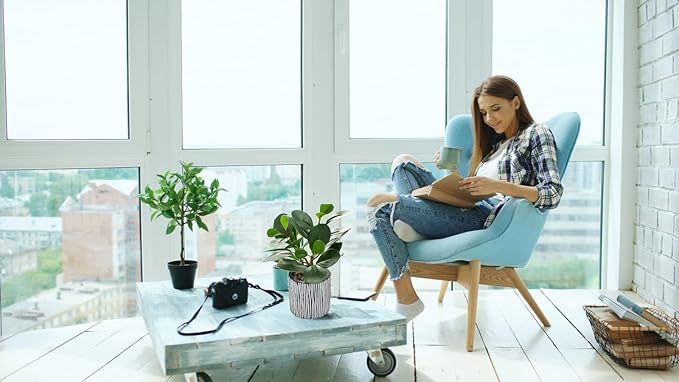 AlphaAcc Fake Plants Real Looking Greenery Artificial Plants Indoor Potted Plant with Rustic Black Clay Planter for Farmhouse Bathroom Bedroom Kitchen Office Table Decor 8"