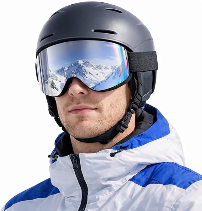 Cylindrical Ski Goggles, OTG Snowboard Goggles for Men & Women, Anti-Fog & 100% UV400 Protection Snow Goggles for Skiing & Snowboarding