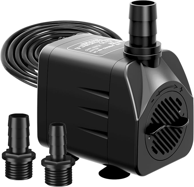 Fountain Pump 400GPH Submersible Water Pump Ultra Quiet for Fountain, Pond, Aquarium, Hydroponic with 6ft power cord