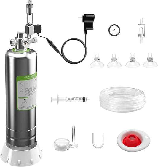 FZONE 2.5L Upgraded Aquarium CO₂ System with Complete Accessories, CO₂ Generator kit with Integrated Solenoid & Bubble Counter, Safety Valve, Main Switch for Planted Tanks