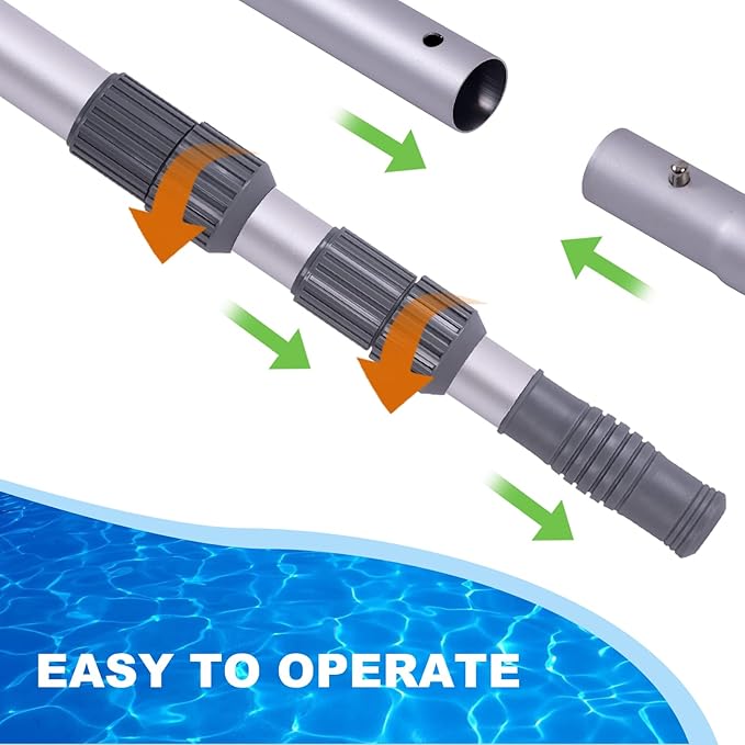Sepetrel Pool Pole - Professional 12 Foot Telescoping Swimming Pool Cleaning Poles,Adjustable Telescopic Pole,for Skimmer Net,Brush,Vacuum Head