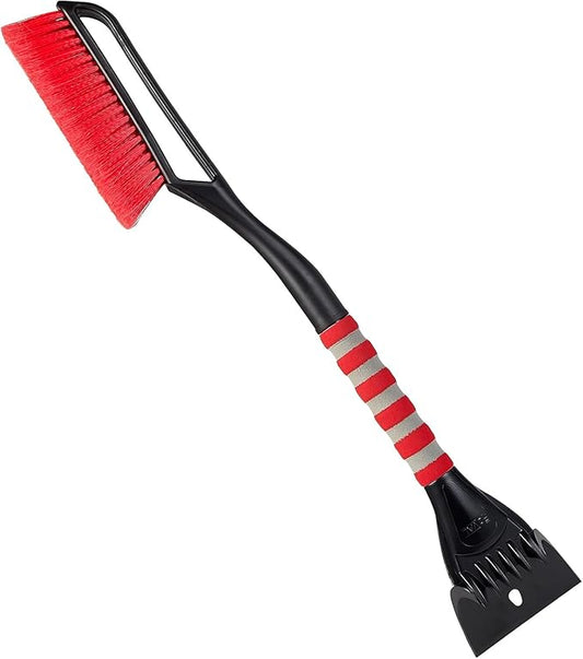 FOVAL 27" Snow Brush with Wider Ice Scraper (4.73" Width), Snow Removal Tool Car Brush with Ergonomic Comfortable Foam Grip for Cars, Trucks, SUVs, Windshield (Heavy Duty ABS, PVC Brush)