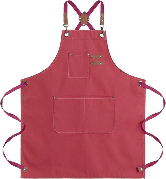 Chef Aprons for Men Canvas Apron with Large Pockets and Adjustable Neck Strap for Cooking,BBQ, Gardening