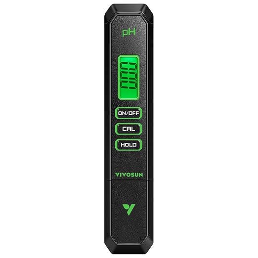 VIVOSUN Digital pH Meter, 0.01pH High Accuracy Pen Type pH Tester for Hydroponics, Household Drinking, Pool and Aquarium, Black, UL Certified