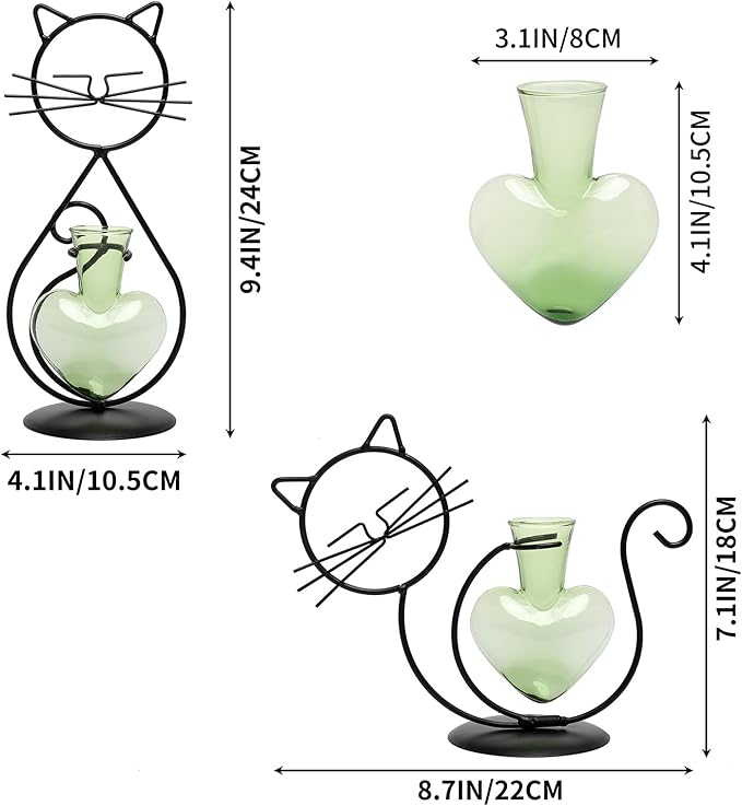 Plant Terrarium Plants Propagation Station Cat Lover Gifts for Women Home Office Decor Cat Desk Accessories