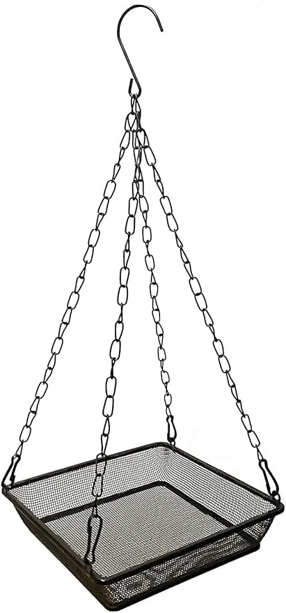 Hanging Bird Feeder Tray Platform Metal Mesh Seed Tray for Bird Feeding Outdoor Garden Decoration for Backyard Attracting Wildbirds