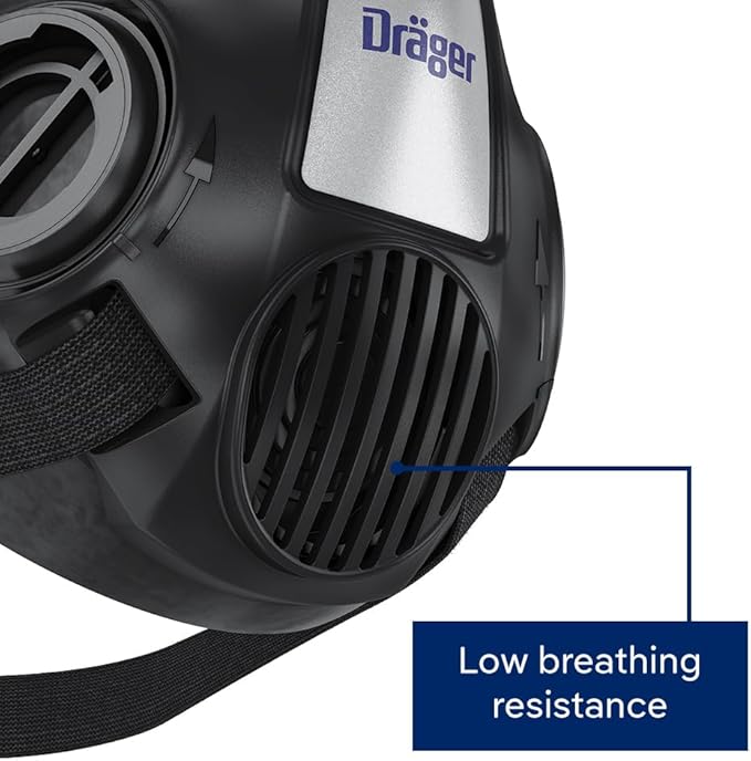 Dräger X-plore 3500 Half-Face Respirator Mask + 2x Multi-Gas Cartridge (OV/AG/HF/FM/CD/AM/MA/HS), NIOSH-Certified, Reusable Professional Respiratory Protection Kit