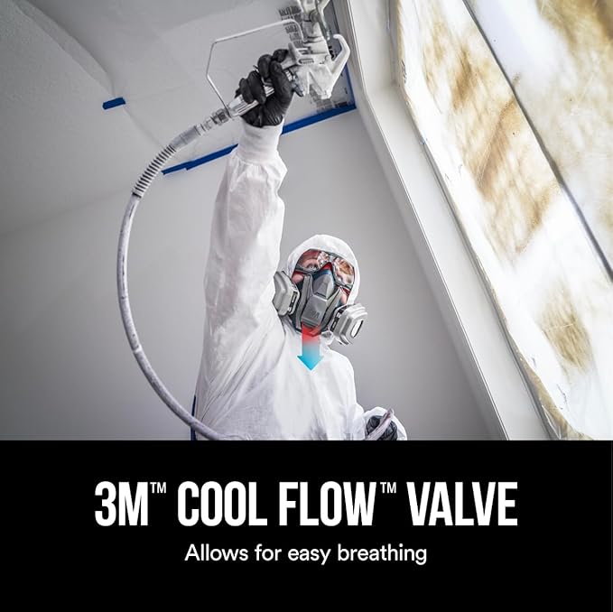 3M P95/OV Paint Project Quick Latch Reusable Respirator 6502QL, Medium Size, NIOSH-APPROVED Organic Vapor Cartridge & P95 Rated Filters, With 3M Cool Flow Valve & Quick Latch System (6502QLPA1-A-PS)