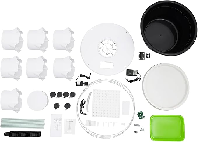 Hydroponic Growing Tower with Climbing Trellis, 30L Water Tank & Automatic Timer, Indoor Outdoor Vertical Garden System for Vegetables Herbs Strawberries (Black - 28 Holes)