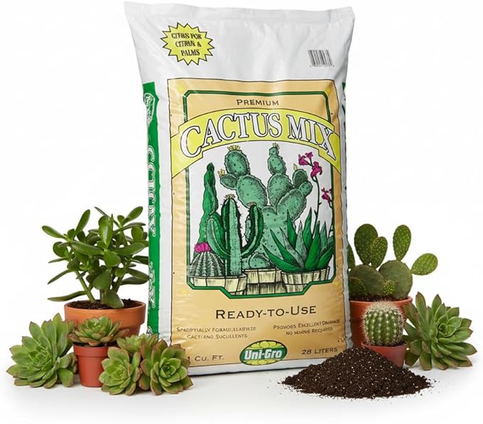 Uni-GRO® Premium Cactus Mix – 1 cu ft Bag 25 quarts | Well-Draining Soil for Succulents, Aloe, Jade & Desert Plants | Organic, Ready-to-Use Potting Mix