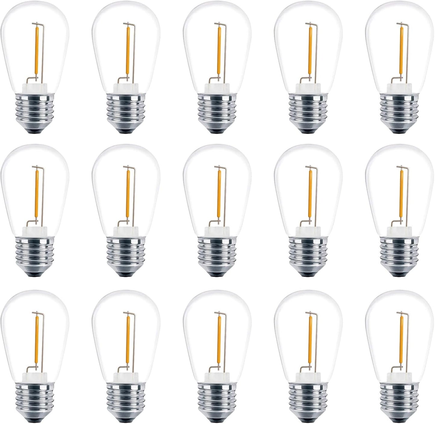Meconard Shatterproof LED S14 Replacement Light Bulbs,E26 Medium Screw Base, Vintage Edison Bulbs Equivalent to 11 Watt, Fits for Commercial Outdoor Patio String Lights, 2200K Warm White, 15 Pack