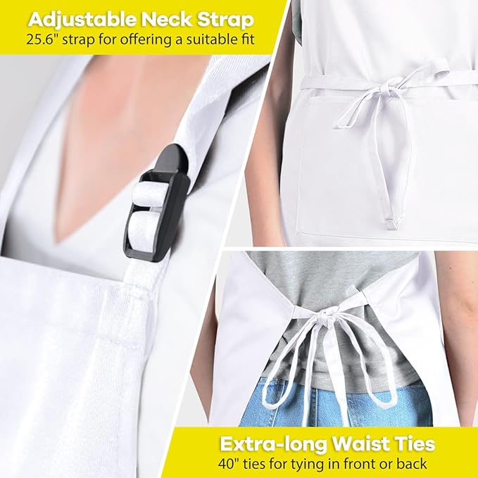 ROTANET Extra Large Apron for Men Adjustable Bib Aprons with 2 Pockets Cooking Kitchen Women Chef Water & Oil Resistant
