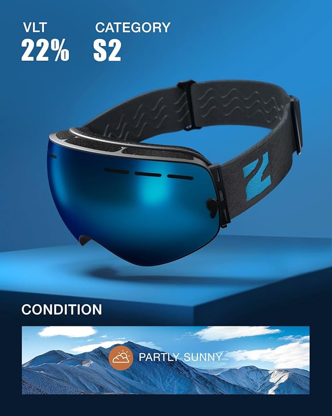 ZIONOR X Ski Goggles - OTG Snowboard Goggles Detachable Lens for Men Women Adult
