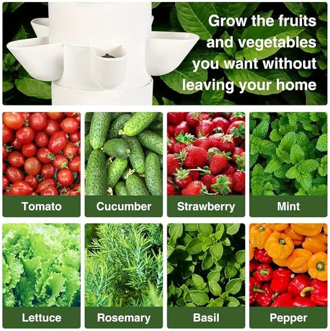 Hydroponic Growing System Outdoor Indoor Vertical Garden Home Gardening System Vertical Garden Planter with Pump and Movable Water Tank Vegetable Plant Gift for Gardening Lover Black (30-Plant)