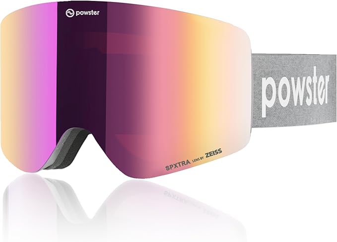 Powster Ski Goggles Snow OTG Snowboard Goggles Magnetic Interchangeable Lens Frameless UV Protection Anti-fog mobile Skating