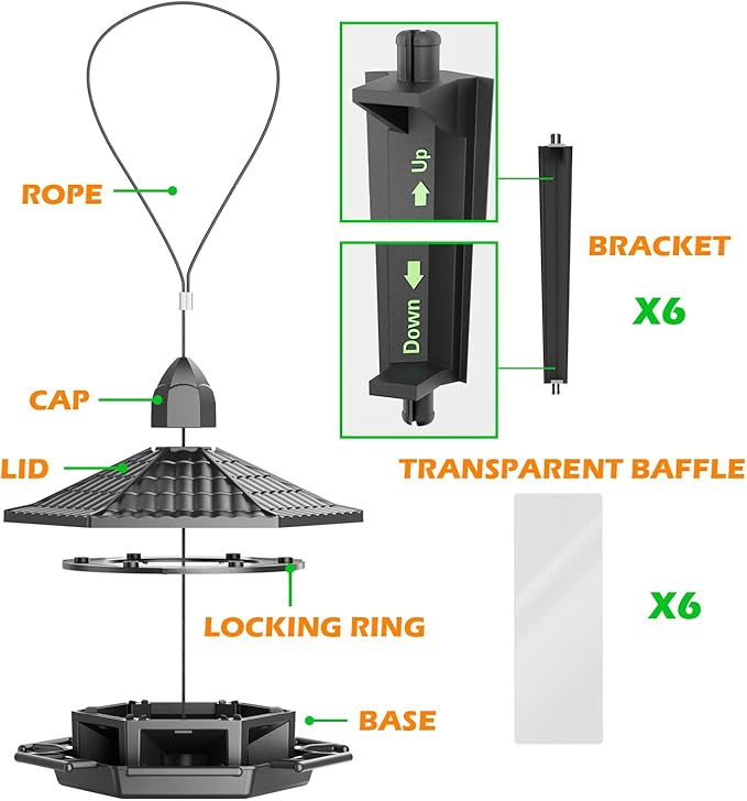 Birdream 4 Pack Bird Feeders for Outdoor Hanging, 10 LB Fun Installation Retro Pagoda Design Bird Feeder, Attracting Wild Birds Chickadees Goldfinches Cardinals Finches and Sparrows