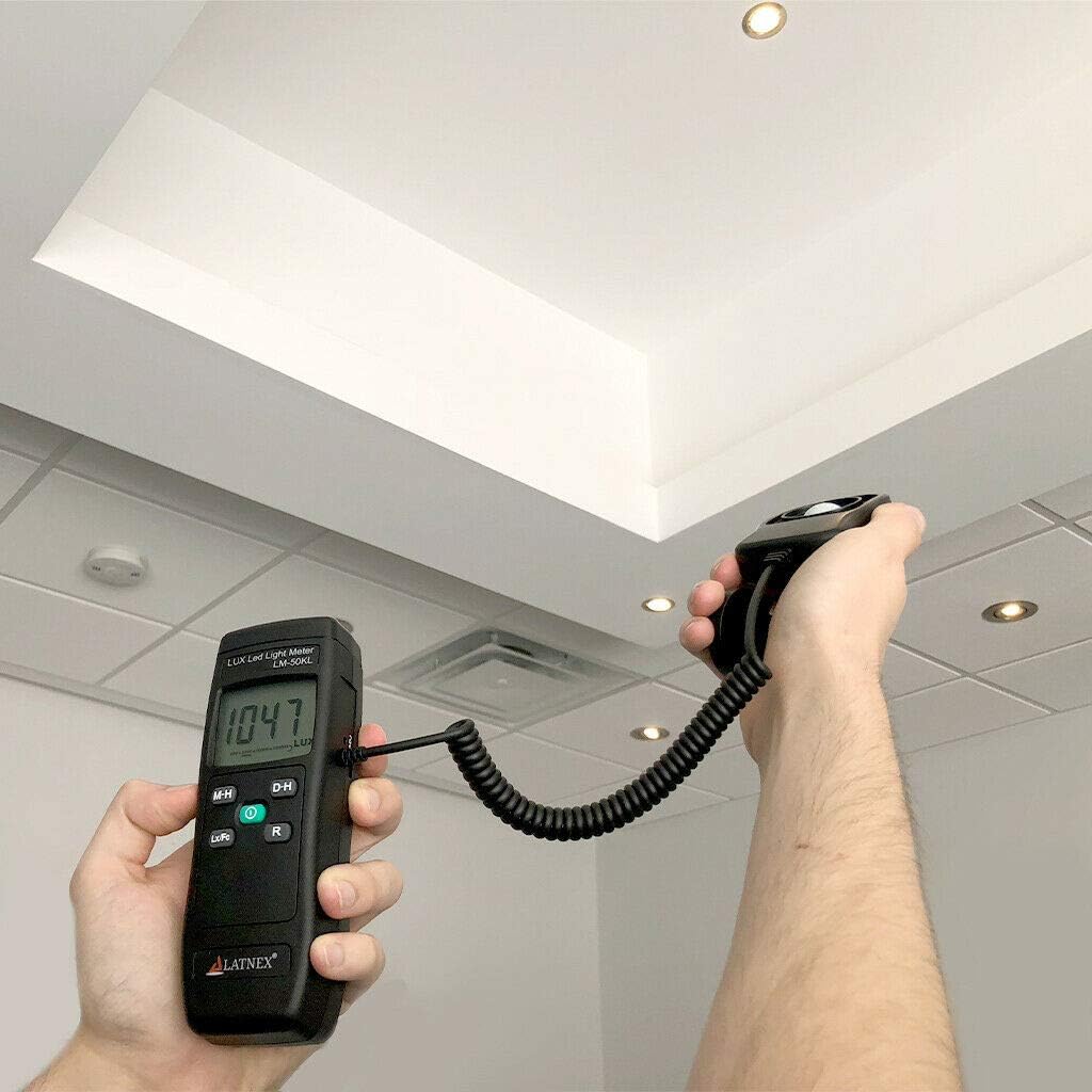 LATNEX Light Meter LM-50KL Measures Lux/Fc - LED/Fluorescent, Industrial, Household, and Photography - Calibration Certificate Included