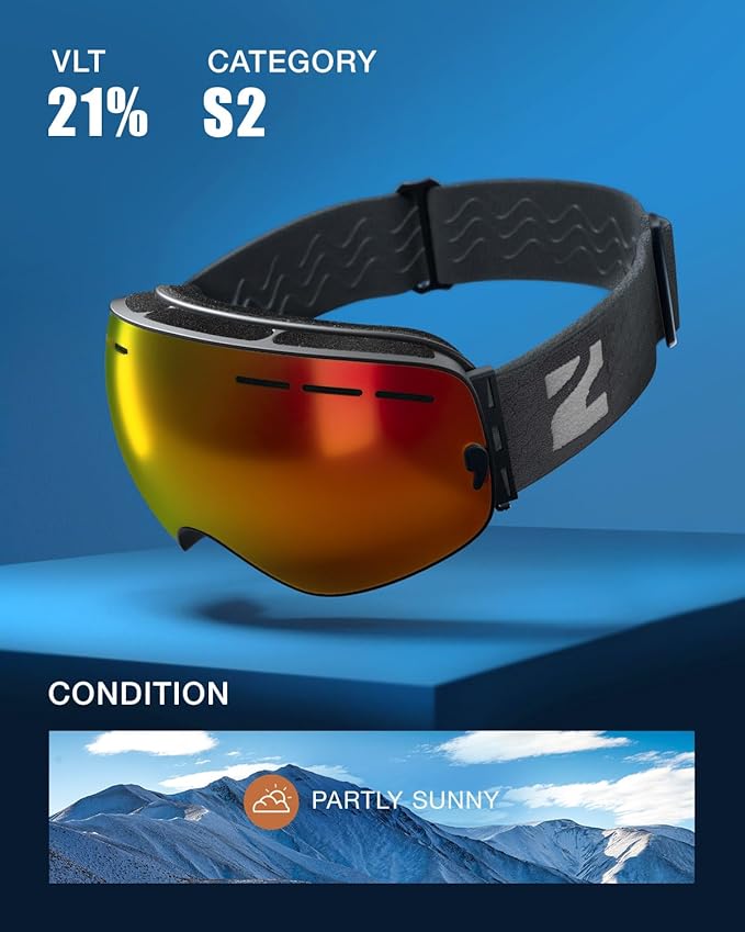 ZIONOR X Ski Goggles - OTG Snowboard Goggles Detachable Lens for Men Women Adult