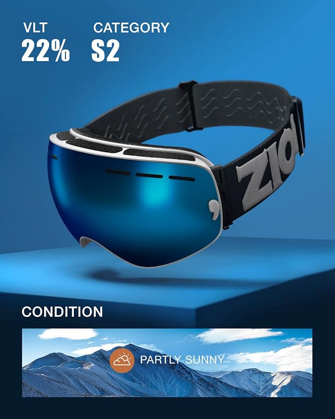 ZIONOR X Ski Goggles - OTG Snowboard Goggles Detachable Lens for Men Women Adult