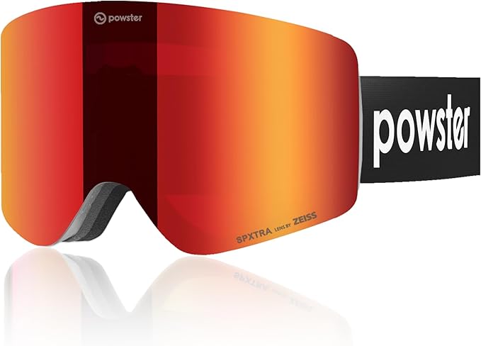 Powster Ski Goggles Snow OTG Snowboard Goggles Magnetic Interchangeable Lens Frameless UV Protection Anti-fog mobile Skating
