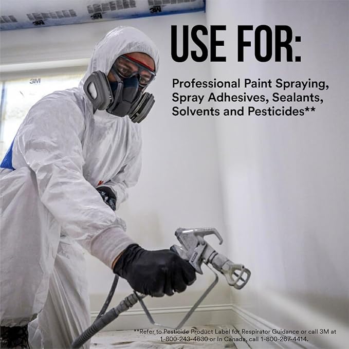 3M P95/OV Paint Project Quick Latch Reusable Respirator 6502QL, Medium Size, NIOSH-APPROVED Organic Vapor Cartridge & P95 Rated Filters, With 3M Cool Flow Valve & Quick Latch System (6502QLPA1-A-PS)