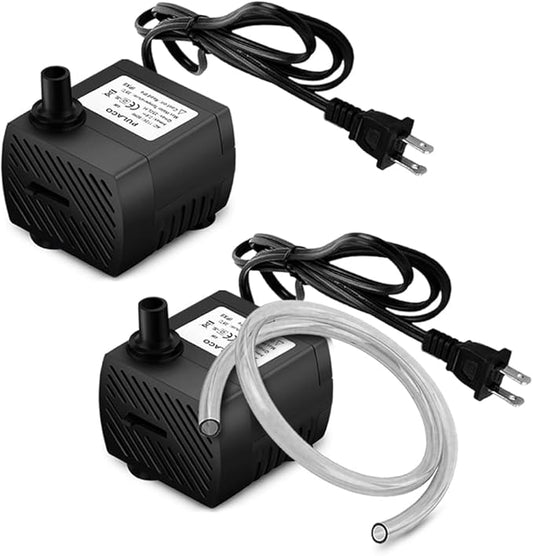 PULACO 2Pcs Mini Submersible Water Pump (95GPH 5W) for Aquarium Fish Tank, Pond, Fountain, Hydroponics